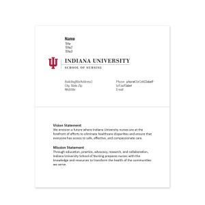 IU Nursing Vision Statement Business Card