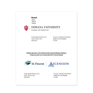 IU School of Medicine Residency Business Card